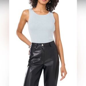 Vince Camuto Metallic Rib Sleeveless Sweater Mint Silver XL